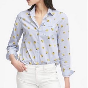 Banana Republic Lemon Print Button-Up